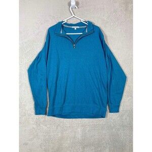 Peter Millar Heather Interlock Quarter Zip Pullover Sweater Mens Size‎ XL Blue